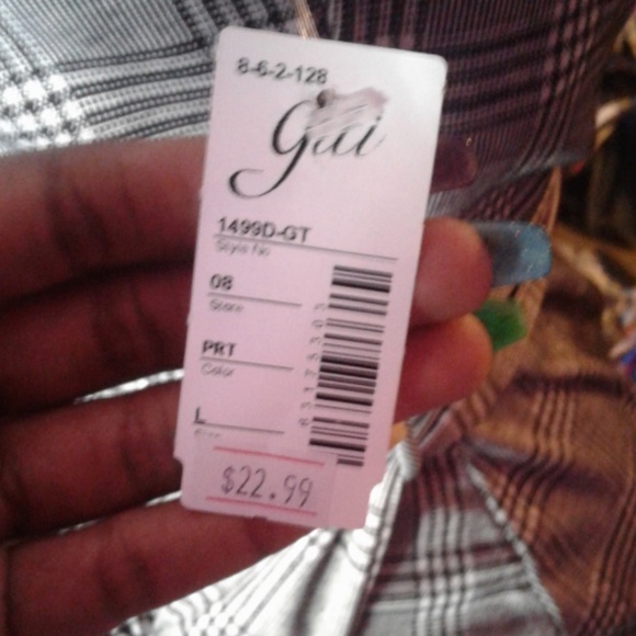 Grey Plaid Strapless Dress - Picture 2 of 4